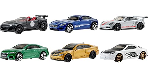 Hot Wheels Themed Multipacks of 6 Toy Cars, 1:64 Scale, Authentic Decos, Popular Castings, Rolling Wheels, Gift for Kids 3 Years Old & Up & Collectors