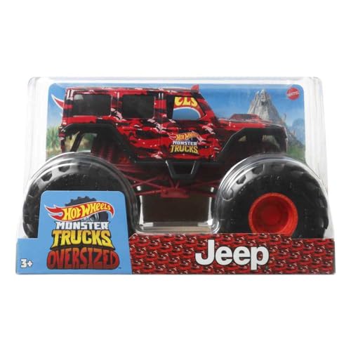 Hot Wheels 2022 RED Camouflage Jeep Monster Trucks Oversized Metal 1:24