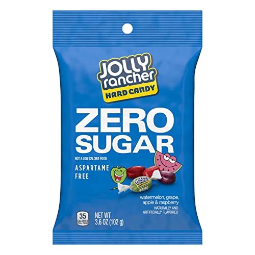 JOLLY RANCHER Zero Sugar Assorted Fruit Flavors Hard Candy Bag, 3.6 oz (Watermelon, Grape, Apple, Raspberry)
