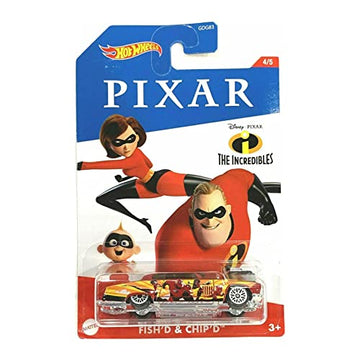 Hot Wheels Disney Pixar The Incredibles Fish'd & Chip'd Model Car 1:64 Scale Metal Die-Cast Mr. Incredible Elastigirl Jack-Jack