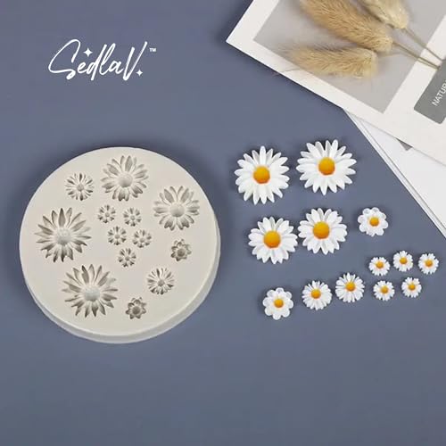 SEDLAV Fondant Daisy Silicone Pattern -chrysanthemun silicone design - Cake Decorating, Chocolate design, and Aromatherapy Plaster Crafting with Cute Daisy and Small Flower Designs