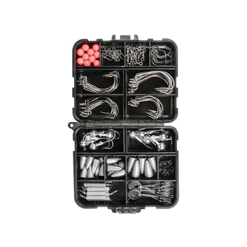 SEDLAV Fishing Accessory Kit with Sorting Box - Lightweight & Durable Soft Lure Set - Includes Baits, Hooks, Weights, Wire Plugs, Swivels & Tackle Box - Premium ABS & Stainless Steel