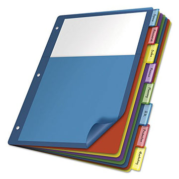 Cardinal 84017 Poly 1-Pocket Index Dividers, Letter, Multicolor, 8-Tabs/Set, 4 Sets/Pack