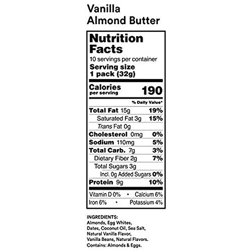 RX Nut Butter Almond Butter, Vanilla Almond, Delicious Flavor, 11.3oz Box (10 Count)