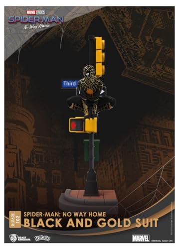 Beast Kingdom Spider-Man: No Way Home: Black & Gold DS-102 D-Stage Diorama Statue, Multicolor