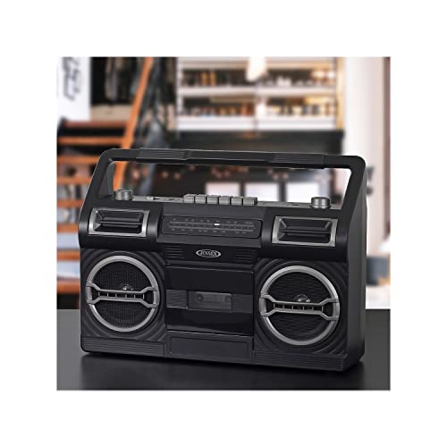 Jensen MCR-500 Portable AM/FM Radio Cassette Recorder/Player, Black