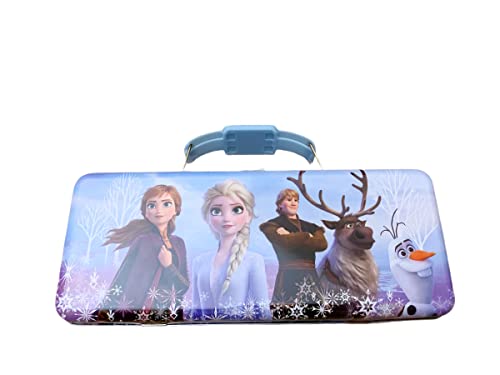 Tin Box Frozen, Trolls, Batman, Spiderman, Minnie Mouse, Tote Box Handle, Art Supply Organizer, School Supplies Organizer Pen, Colored Pencil, Art Brushes, Desktop Storage Box in Classroom (Frozen 2)