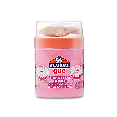 Elmer’s GUE Premade Slime, Strawberry Donut Fluffy Slime, Scented, Includes Rainbow Sprinkle Slime Add-Ins, 2 Count