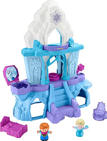 Disney Frozen Toy, Little People Playset with Anna and Elsa Toys Lights and Music for Toddlers, Elsa's Enchanted Lights Palace