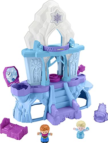 Disney Frozen Toy, Little People Playset with Anna and Elsa Toys Lights and Music for Toddlers, Elsa's Enchanted Lights Palace