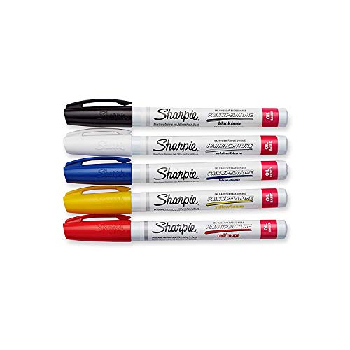 Sharpie 37371PP Oil-Based Paint Markers, Fine Point, Assorted Colors, 1 Blister Pack with 5 Markers, Total of 5 Markers (New Version)