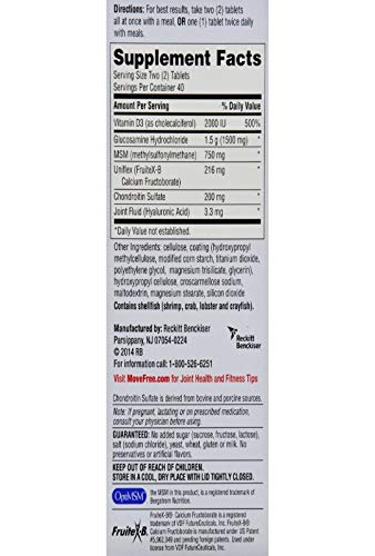 Schiff Move Free Advanced , Triple Strength Plus MSM & Vitamin D3, 80 Coated Tablets