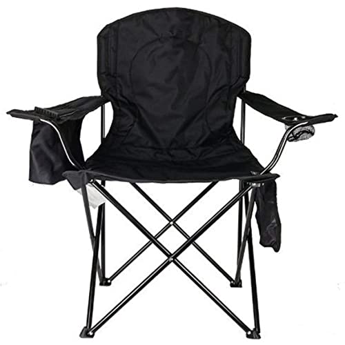 Adult Folding Camping Fabric Chair has Built-in 4-Can Cooler-Side Pockets to Store Your Book, Magazine, Sports, Camping, for Picnic, Fishing, Outdoor Events Other,24.00 x 37.00 x 40.50 Inches, Black