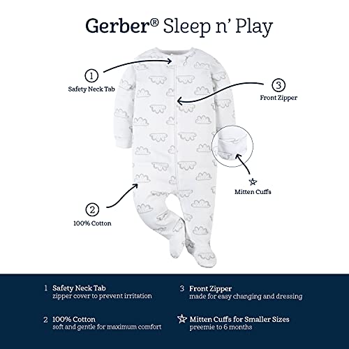 Gerber Unisex Baby 4 Pack Sleep 'N Play Footie Animals Green 6-9 Months