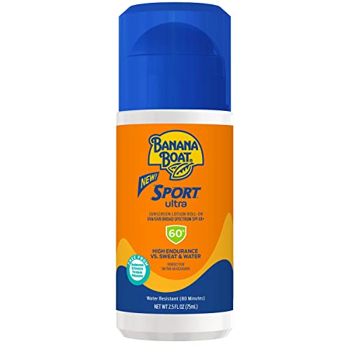 Banana Boat Sport Ultra SPF 60 Roll On Sunscreen, 2.5oz | Sunscreen Roller, Travel Size Sunscreen, Oxybenzone Free Sunscreen, SPF 60 Sunscreen Roll On, Water Resistant Sunscreen SPF 60, 2.5oz