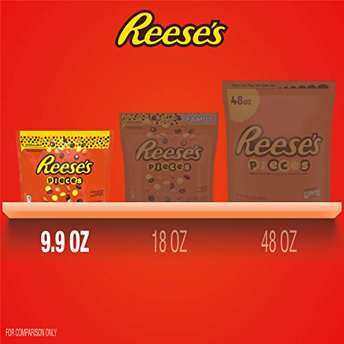 REESE'S PIECES Peanut Butter in a Crunchy Shell Candy, Gluten Free, Bulk, 9.9 oz Resealable Bags (8 Count)