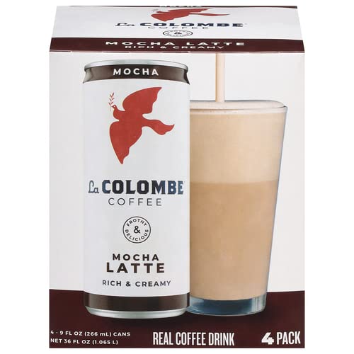La Colombe Mocha Draft Latte - Cold-Pressed Espresso and Frothed Milk + Dark Chocolate - Made With Real Ingredients - Grab And Go Coffee, 9 Fl Oz (Pack of 4)