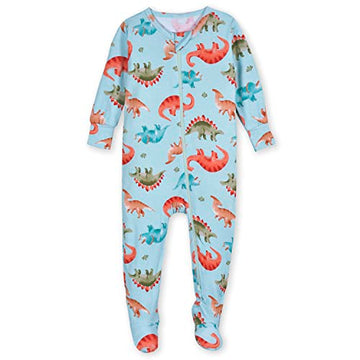 Gerber Unisex Baby Toddler Buttery Soft Snug Fit Footed Pajamas with Viscose Made from Eucalyptus, Dino, 0-3 Months