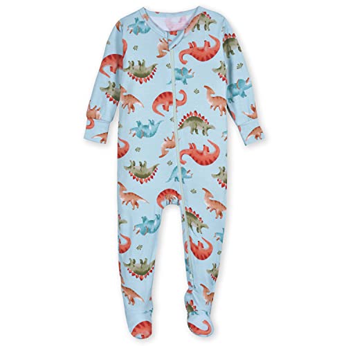 Gerber Unisex Baby Toddler Buttery Soft Snug Fit Footed Pajamas with Viscose Made from Eucalyptus, Dino, 0-3 Months