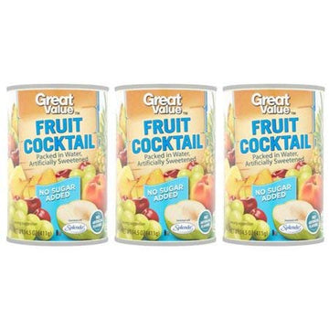 Great Value No Sugar Added Fruit Cocktail in Water, 14.5 oz (3 Pack)