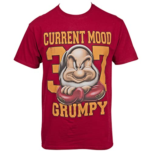 Disney The Seven Dwarves Current Mood Grumpy Jersey Style T-Shirt (Small) Red