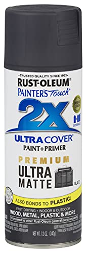 Rust-Oleum 331187 Painter's Touch 2X Ultra Cover Spray Paint, 12 oz, Ultra Matte Slate