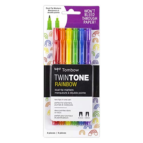 Tombow TwinTone Markers (Rainbow 6-Pack)