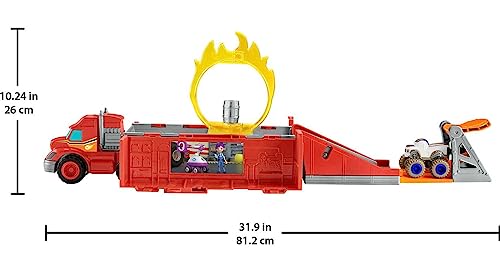 Fisher-Price Blaze and the Monster Machines Toy Car Race Track Launch & Stunts Hauler Transforming Playset with Diecast Vehicle