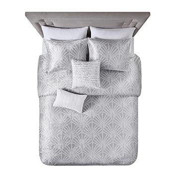 Beautyrest Polyester 5-Piece Full Queen Comforter Set in Silver BR9144409622-01