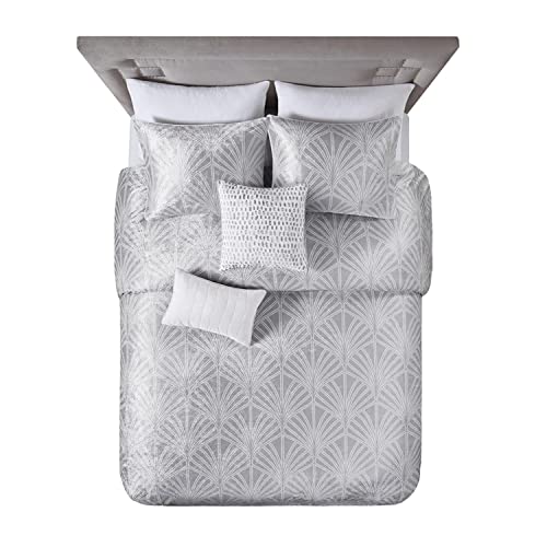 Beautyrest Polyester 5-Piece Full Queen Comforter Set in Silver BR9144409622-01