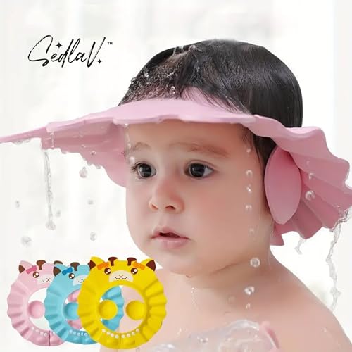 SEDLAV Baby Bath Cap - Water-Resistant Infant & Toddler Shower Hat with Adjustable Strap - Kids Shampoo Visor for Fun Bath Time - Cute Child Hair Washing Shield - Waterproof Cap for Babies - Bath Viso