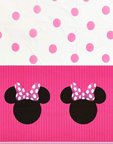 Minnie Mouse Stripes & Polka Dots Waterproof Tablecover Party Decoration (54" x 84")