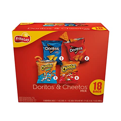 Frito-Lay Snacks Doritos & Cheetos Mix Variety Pack, Tortilla Chips, Cheese Snacks,(18 Pack)