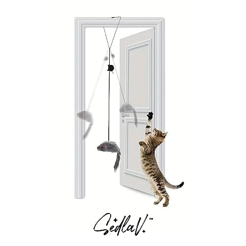 SEDLAV Extended Playtime and Fun - Immerse your cat in endless fun with the 2Pieces Hanging Door Cat Toy. Featuring 2 grey hanging mice and 2 individual replaceable mice, cat string toys enhance your pet's stimulation immensely