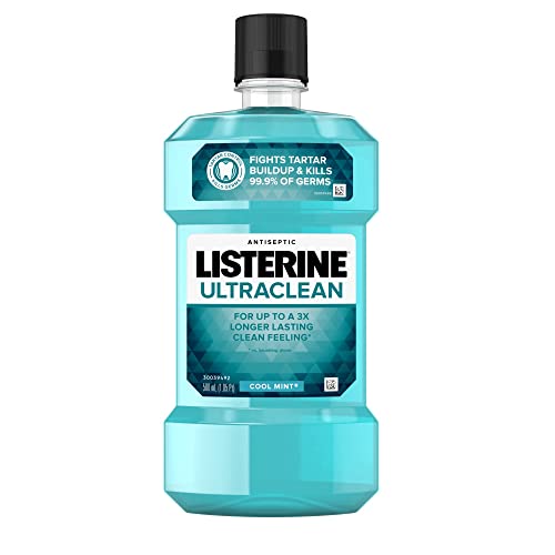 Listerine Ultraclean Antiseptic Mouthwash for Gingivitis, Plaque & Tartar, Mint, 500 mL