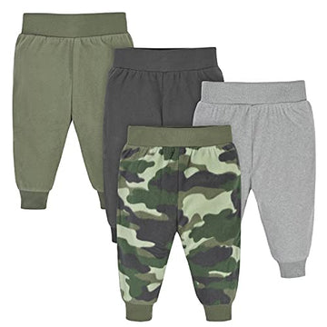 Gerber Baby Boys' 4-Pack Microfleece Pants, Camo, Newborn