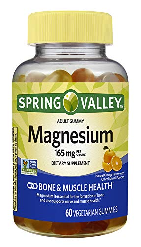 Spring Valley Adult Gummy Magnesium 165 mg, Orange, Bone & Muscle, 60 Gummies