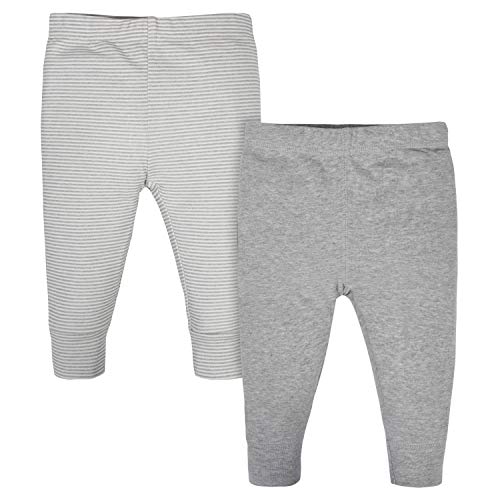 Gerber Baby 2-Pack Pants, Grey Sheep/Stripe, 12 Months