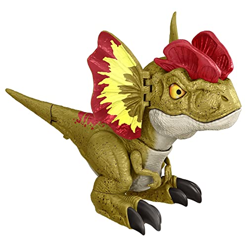 Mattel Jurassic World Toys Dominion Uncaged Rowdy Roars Dilophosaurus Dinosaur Action Figure, Toy Gift with Interactive Motion and Sound Touch Response