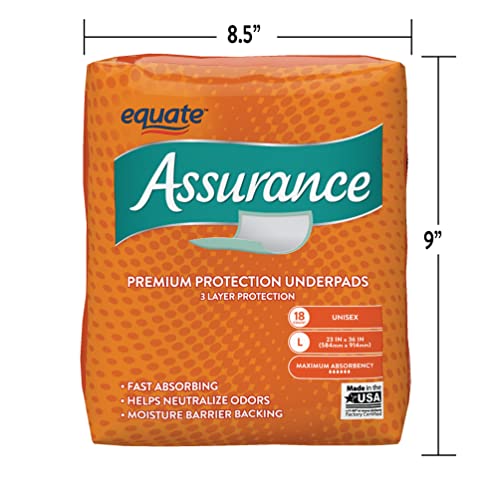 Assurance Unisex Premium Quilted Underpad, Maximum Absorbency, L, 18 Count