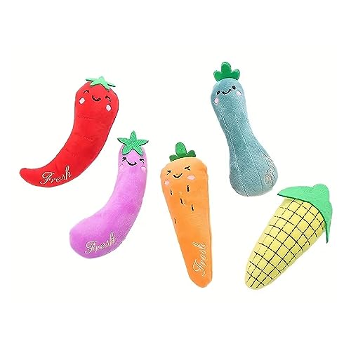 SEDLAV Cat Toys - 5Pcs Plush Cartoon Vegetables, Durable Bite-Resistant Kitten Toys for Indoor Play, Tooth Grinding & Healthy Exercise - Double as a Cat Pillow - The Perfect Pet Companion
