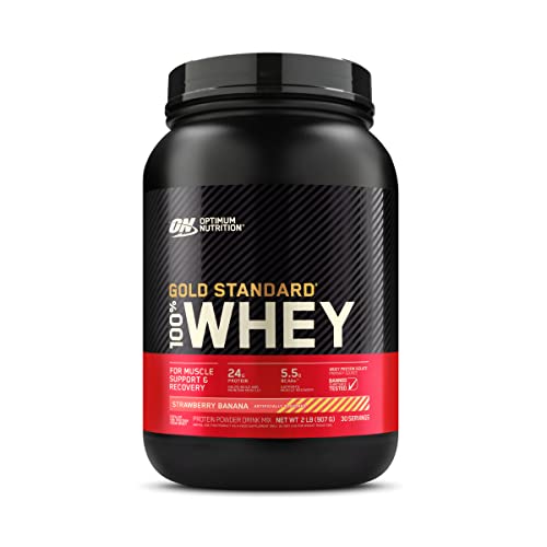 Optimum Nutrition Gold Standard 100% Whey Protein Powder, Strawberry Banana, 2 Pound (Packaging May Vary)