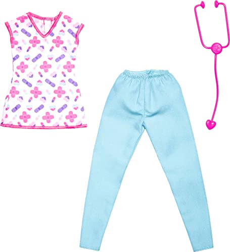 Barbie Fashion Pack - HJT31 - Nurse Themed Doll Outfit Set - Trousers, Top + Stethoscope