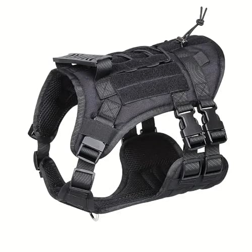 SEDLAV Tactical Dog Harness with Handle & Bumbin Tactical Dog Harness Kit - No Pull, Adjustable Oxford Cloth & Mesh Vest with Reflective Leash, Pet Bag, Padded Skin Points for Large & Medium Dogs