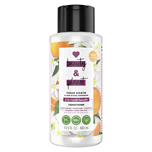 Love Beauty And Planet Silcone-Free Conditioner Deep Cleanse, Hydrate, Strengthen, Volumize & Shine Vegan Biotin & Sun-Kissed Mandarin 5-in-1 Multi-Benefit Nourishing Conditioner for Hair 13.5oz