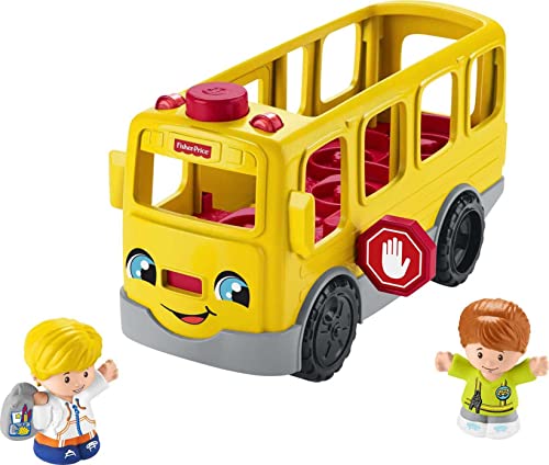Little People Musical Toddler Toy Sit With Me School Bus with Lights Sounds & 2 Figures for Ages 1+ Years,Brown