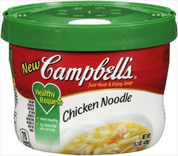 Campbell's Healthy Request Chicken Noodle Microwavable Soup 15.3 Oz [Pack of 4]