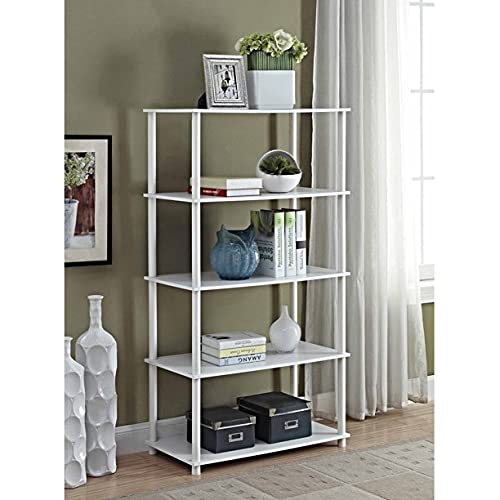 5-Shelf Storage Bookshelf, White Color