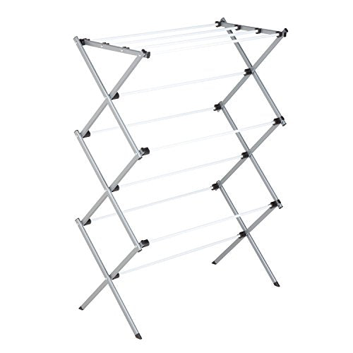 Honey-Can-Do Deluxe Metal Collapsible Clothes Drying Rack, 50 lbs, 29" x 14.2" x 42.1", White & Grey