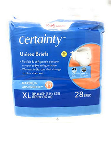 Certainty Unisex Briefs, Maximum Absorbency, Soft and Flexible, X-Large (XL), 28 Count